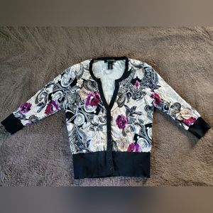 White House Black Market Floral Cardigan